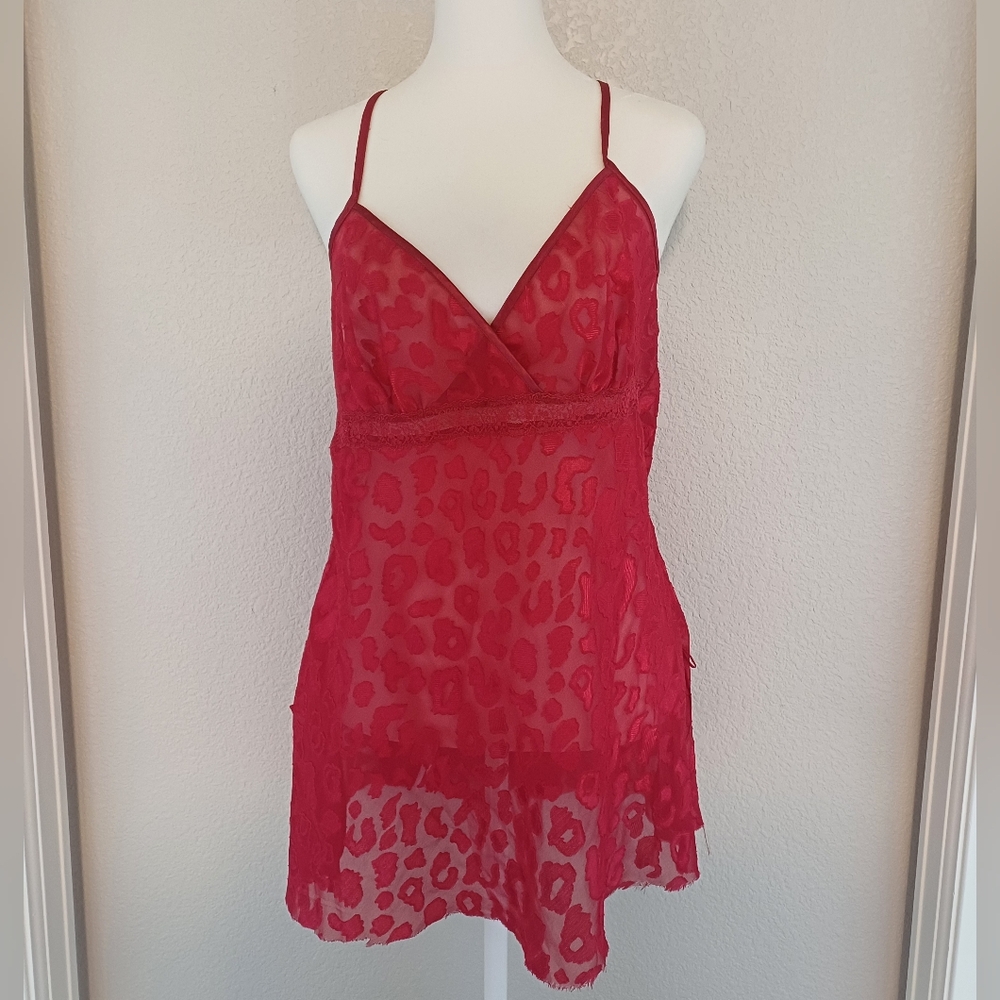 Sheer Red Cheetah Print Gilligan & O'Malley Red Chemise